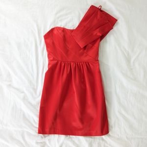 Asymmetrical One-Shoulder Statement Cocktail Dress in Red